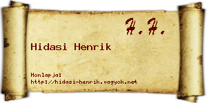 Hidasi Henrik névjegykártya
